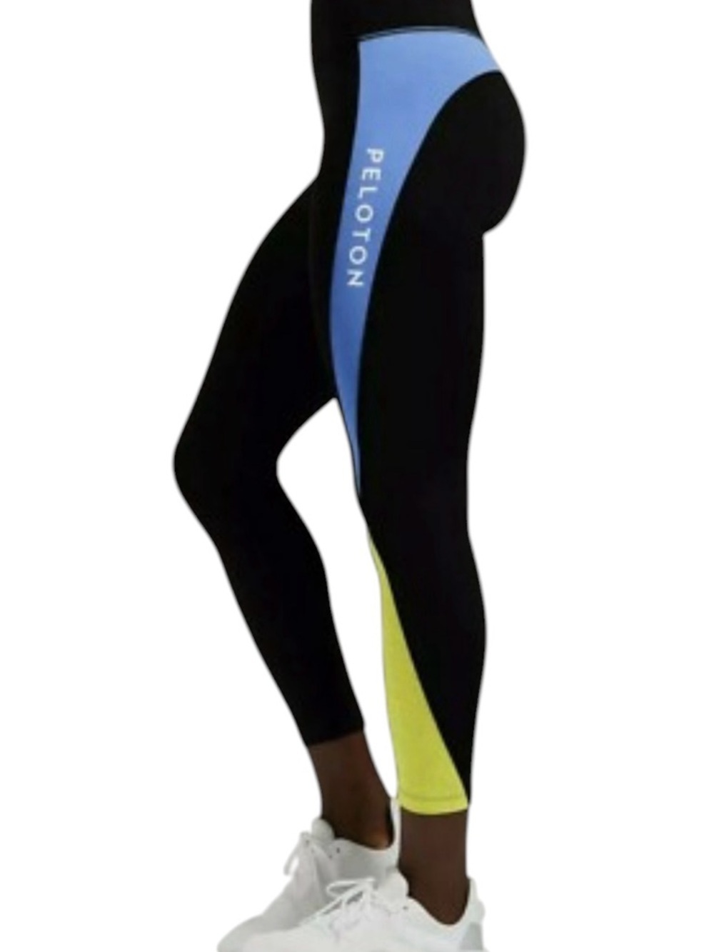 Peloton Colorblock High Rise Cropped Leggings Size XL Black Blue Yellow